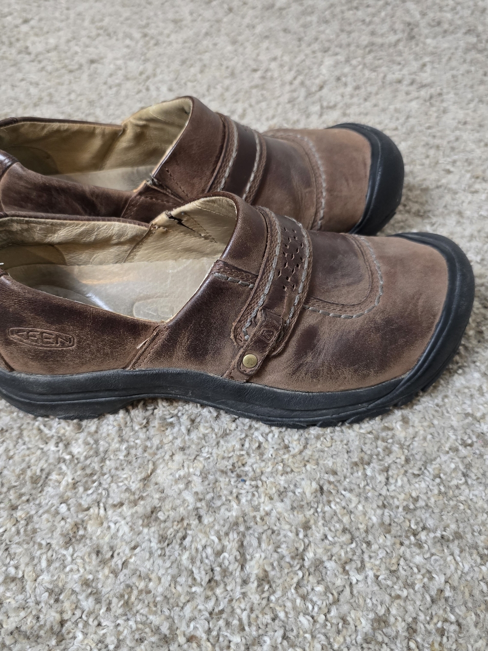 KEEN Women’s Leather Slip-On Casual Shoes Brown/Black Rubber Sole US 8.5 EU 39 - Picture 3 of 7